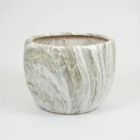 Bloempot marmerlook emperor d37h30 grijs binnen