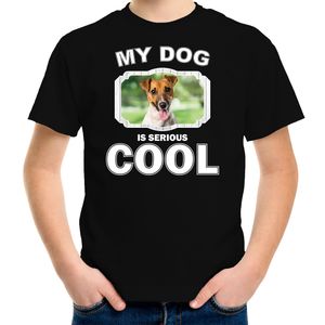 Jack russel honden t-shirt my dog is serious cool zwart voor kinderen