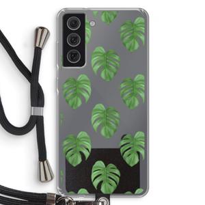 Monstera leaves: Samsung Galaxy S21 FE Transparant Hoesje met koord