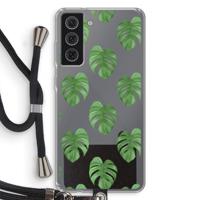 Monstera leaves: Samsung Galaxy S21 FE Transparant Hoesje met koord - thumbnail