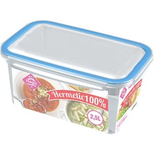 10x Voorraad/vershoudbakjes 2,5 liter transparant/blauw plastic