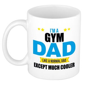 Gym dad mok / beker wit 300 ml - Cadeau mokken - Papa/ Vaderdag - feest mokken