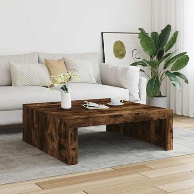 Salontafel 100x100x35 cm bewerkt hout gerookt eikenkleurig