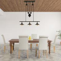 2-delige set van Knoopgestoffeerde Eetkamerstoelen Beklede Stoffen Stoelen met Rubberhout Poten Beige