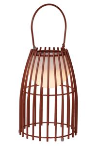 Lucide FJARA - Oplaadbare Tafellamp Binnen/Buiten - Accu/Batterij - Ø 17,5 cm - LED 3 StepDim - 1x0,3W 3000K - IP44 - Roest bruin