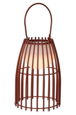 Lucide FJARA - Oplaadbare Tafellamp Binnen/Buiten - Accu/Batterij - Ø 17,5 cm - LED 3 StepDim - 1x0,3W 3000K - IP44 - Roest bruin