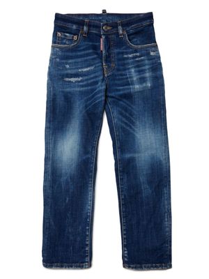 DSQUARED2 KIDS jean droit à effet usé - Bleu