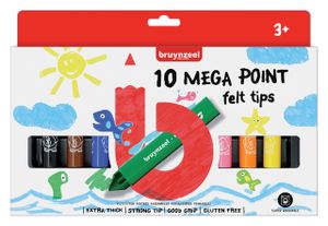 Viltstift Bruynzeel Kids mega point blister ÃƒÆ’ 10 stuks assorti