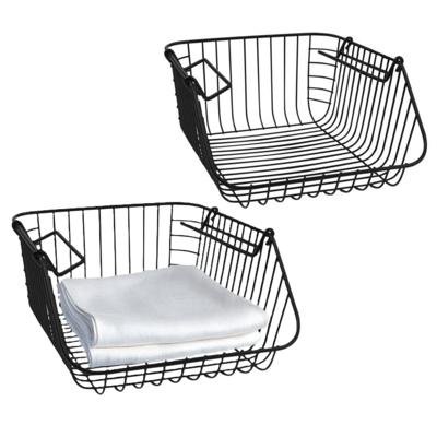 Hangmand voor kast - 4x - metaal - 27 x 29 x 14 cm - zwart - kastmandje - opbergers