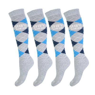 STAPP Horse Paardrijsokken Ruit 4-pack Grijs / Marine / Blauw-39/42