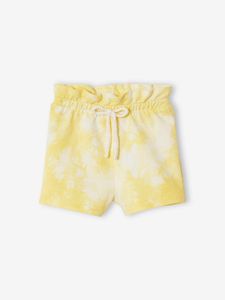 Korte broek voor baby's met tie and dye effect van molton geel