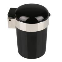 All Ride Auto asbak met LED licht - kunststof - zwart - 7 x12 cm - met deksel - op 1 batterij