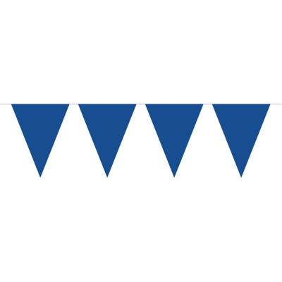 Vlaggenlijn met Feestvlaggetjes in XL formaat - blauw - 10 meter - plastic - versiering