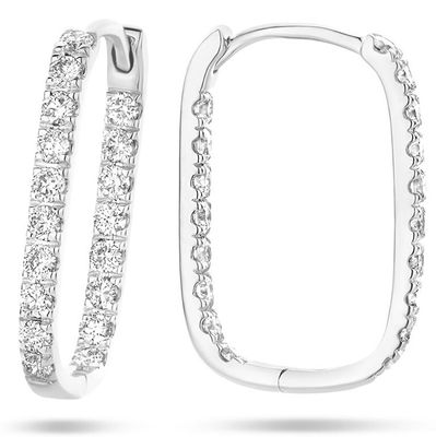 Oorringen Paperclip witgoud-diamant 2 x 0,20 ct H si wit 15 x 15,5 mm