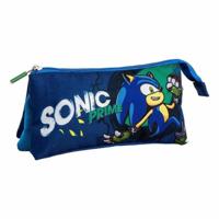 Pennenetui met 3 vakken Sonic Prime Licht Blauw Light Blue 2,2 x 1,1 x 22,5 cm