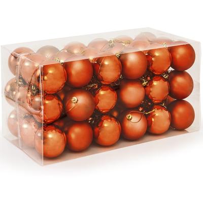 Kerstboomballen kunststof kleur koper set van 54 stuks