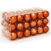 Kerstboomballen kunststof kleur koper set van 54 stuks