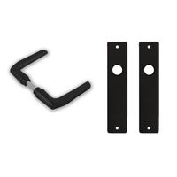 1x paar deurkrukset / deurgarnituur zwart met zwarte deurklinken en deurschilden    - - thumbnail