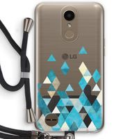 Gekleurde driehoekjes blauw: LG K10 (2017) Transparant Hoesje met koord