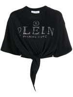 Philipp Plein t-shirt crop à logo strassé - Noir - thumbnail