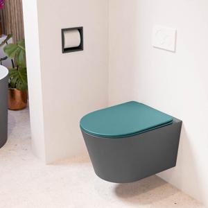 MONDIAZ LAVIE hangend toilet single fire rimless diepspoel Dark Grey, Toiletzitting met quick-release & softclose Smag