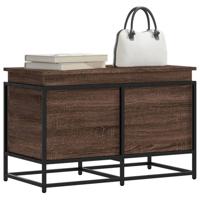 Opbergbox met deksel 80x40x51,5 cm bewerkt hout bruin eiken Opbergbox met deksel 80x40x51,5 cm bewerkt hout bruin eiken