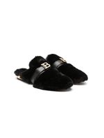 Balmain Kids chaussons à plaque logo - Noir - thumbnail