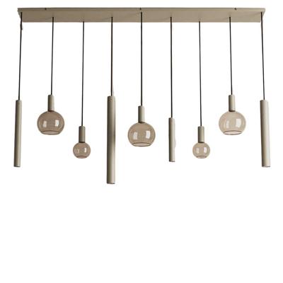 Hanglamp Riva recht 9 lichts quartz