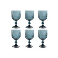 Set van bekers Home ESPRIT Blauw Kristal 8,8 x 8,8 x 16,3 cm (6 Stuks)