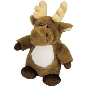 Inware pluche eland rendier knuffeldier - bruin - staand - 24 cm   -