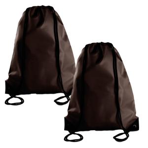 Sport gymtas/draagtas met rijgkoord - 2x - bruin - 34 x 44 cm - polyester - verstevigde hoeken