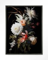 Urban Cotton Wandkleed 'Flower Selection' 110 x 145cm in Floating Frame - black