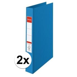 Esselte Ringband mappen/ordners - 2x - blauw - A4 - opbergen - kantoorartikelen