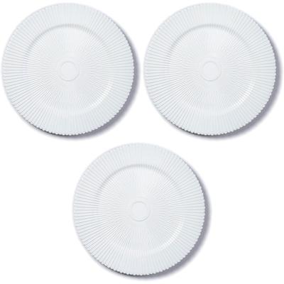 Diner onderborden - 2x - wit - structuur - kunststof - 33 cm - rond - dineren