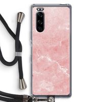 Roze marmer: Sony Xperia 5 Transparant Hoesje met koord