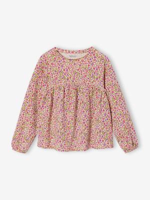 Shirtblouse met print voor meisjes ecru