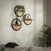 LifestyleFurn Wandplank 'Renée' Acaciahout, Set van 3 stuks