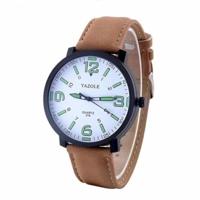 319 YAZOLE mannen mode lichtgevende Business leder Band Quartz Wrist Watch(White)
