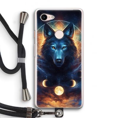 Wolf Dreamcatcher: Pixel 3 Transparant Hoesje met koord