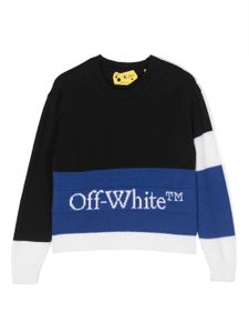 Off-White Kids pull colour block à logo intarsia - Noir