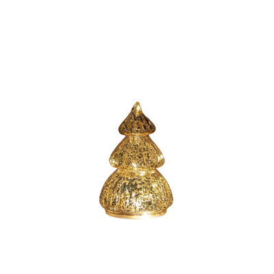 Kerstboompje glas led op batterij met timer 12.5x8 cm goud - Annas collection