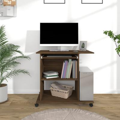 Computerbureau 80x50x75 cm bewerkt hout bruin eikenkleur