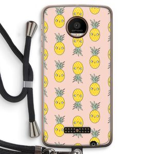 Ananas: Motorola Moto Z Force Transparant Hoesje met koord