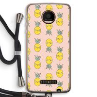 Ananas: Motorola Moto Z Force Transparant Hoesje met koord