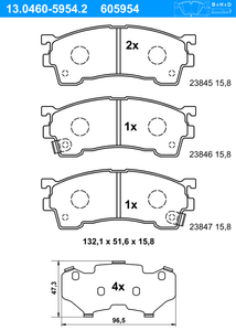 Remblokkenset, schijfrem ATE, u.a. für Mazda, Ford Usa