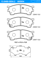 Remblokkenset, schijfrem ATE, u.a. für Mazda, Ford Usa