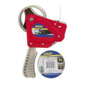 Tape/plakband dispenser  - inclusief 2x rollen verpakking plakband van 15 meter - breedte 5 cm   -