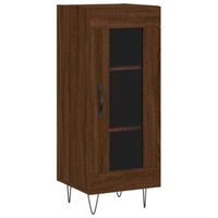 The Living Store Dressoir Bruineiken - Bewerkt hout - 34.5x34x90 cm - Met glazen deur - thumbnail