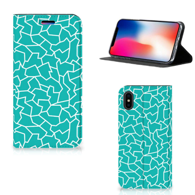 Apple iPhone X | Xs | Bookcase | Cracks Blue