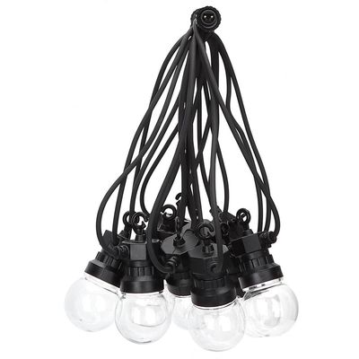 LED Lichtsnoer - Aigi Suci - Warm Wit 3000K - 6W - 8 Meter - 10 LED's Transparant - Waterdicht IP44 - Zwart